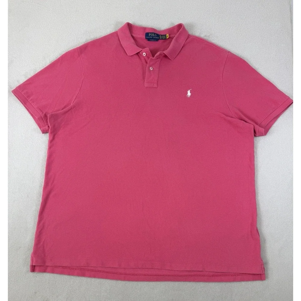 Polo Ralph Lauren Classic Fit Mesh Polo Shirt Hot Pink Men's XXL